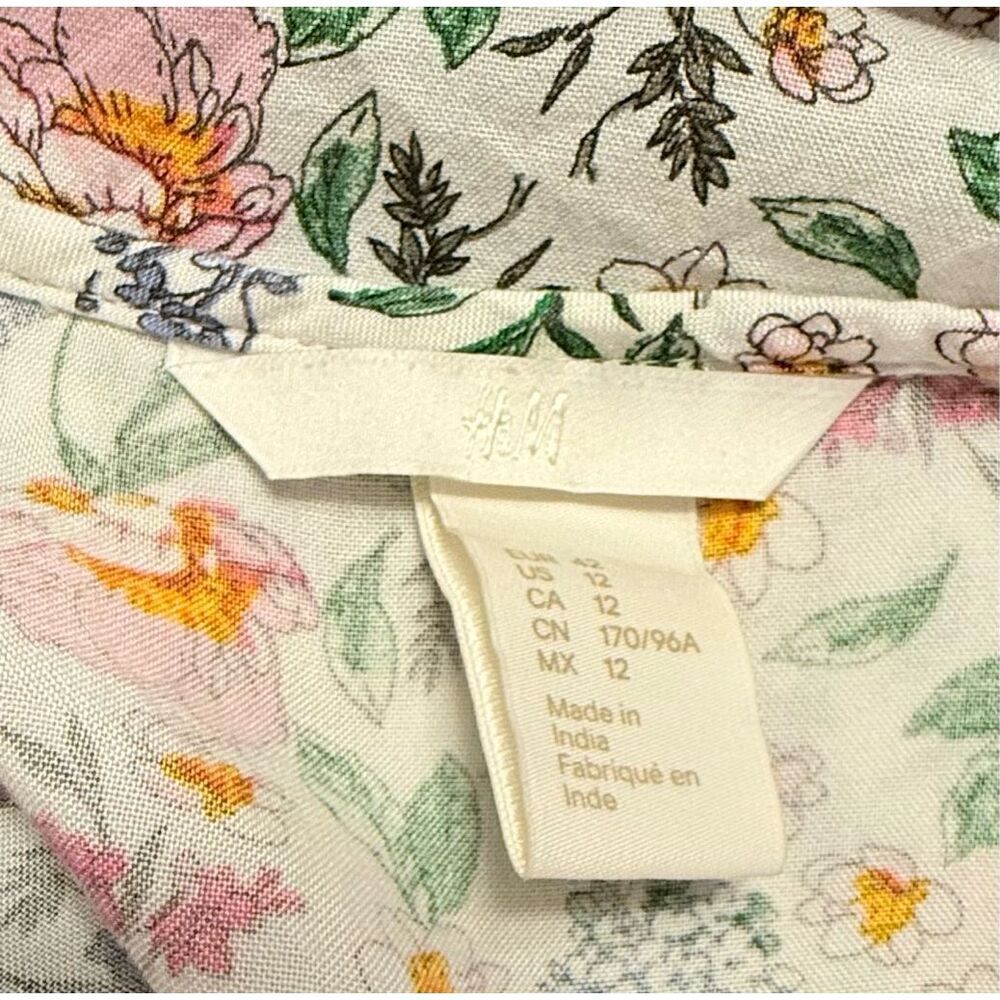 H&M Floral Print Flowy Dress with 3/4 Sleeves Midi Length Sz. 12 - Picture 10 of 10